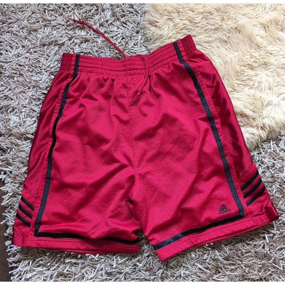 Vtg Adidas Shorts Men Large Red Mesh Basketball Dazzle Athletic Logo Silky Y2K